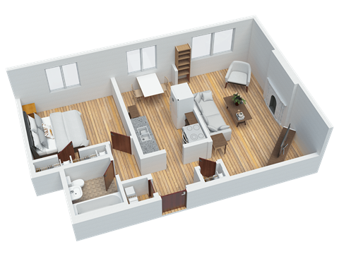 Floor plan for 1 bed, 1 bath, 550 sqft